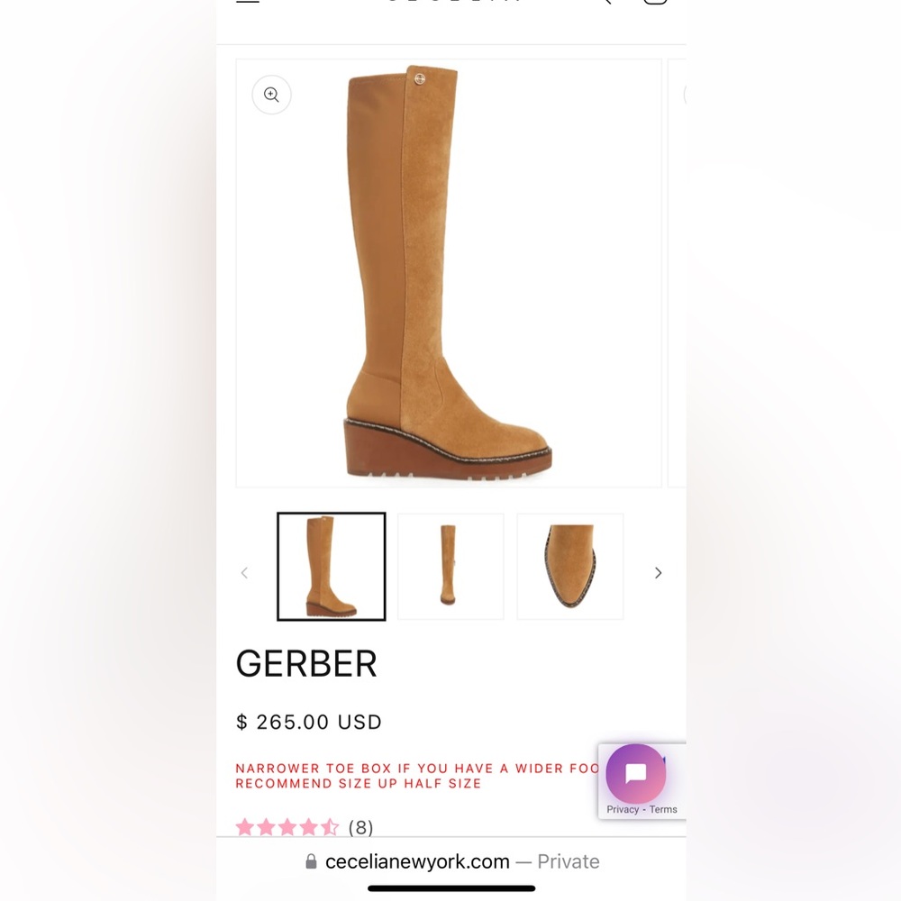 Cecelia stretch suede wedge boots new 7.5 265